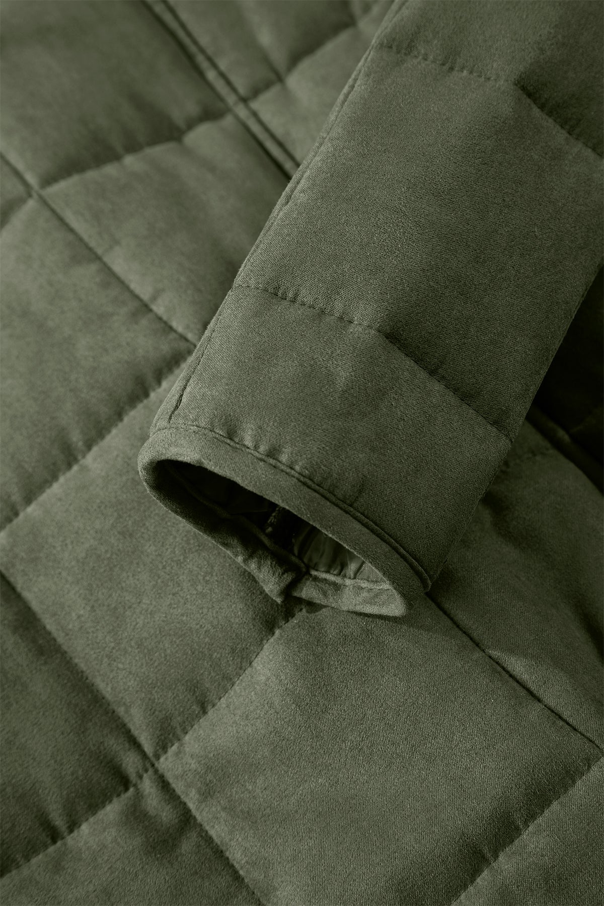 Green Zip-Up Pocket Quilted Jacket