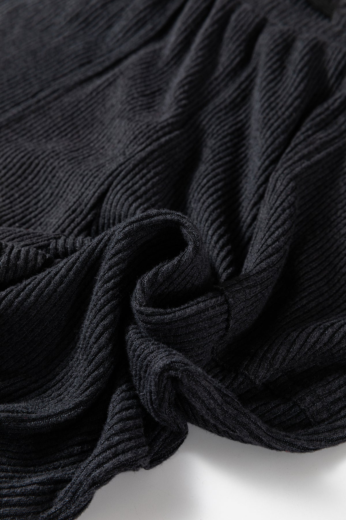 Black Ribbed Drawstring Active Jogger Pants