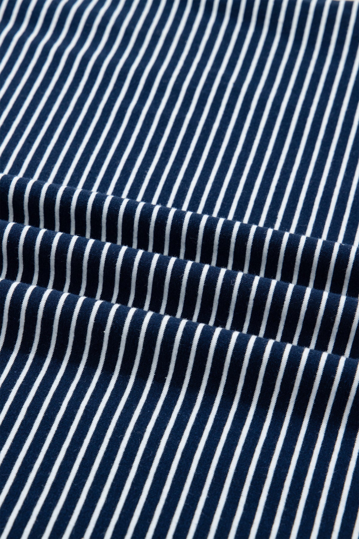 Blue Stripe Drop Shoulder Round Neck Long Sleeve Tee and Buttoned Shorts 2pcs Lounge Set