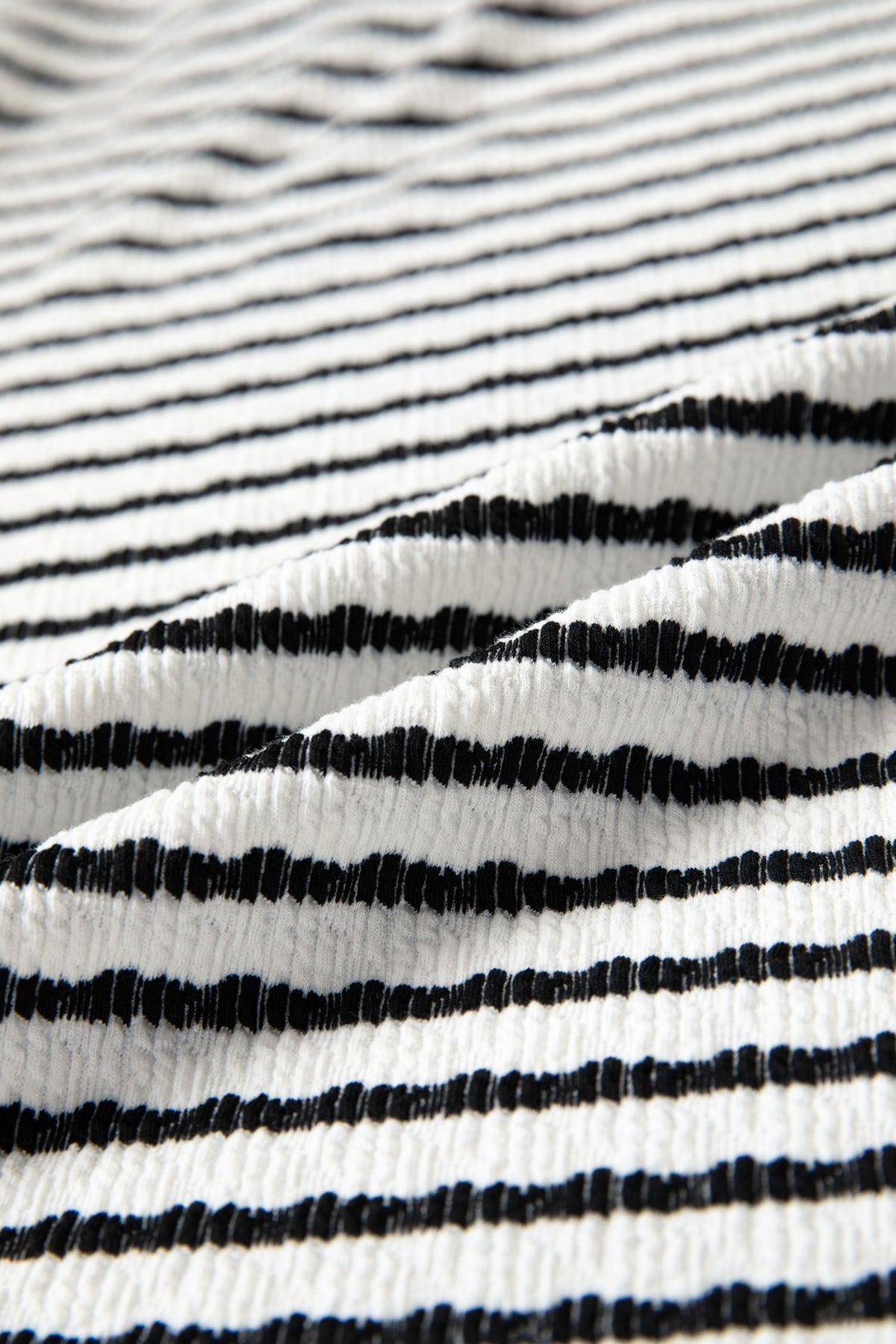 Black Stripe Textured Knit Twisted Rib Contrast Patchwork V Neck Long Sleeve Top