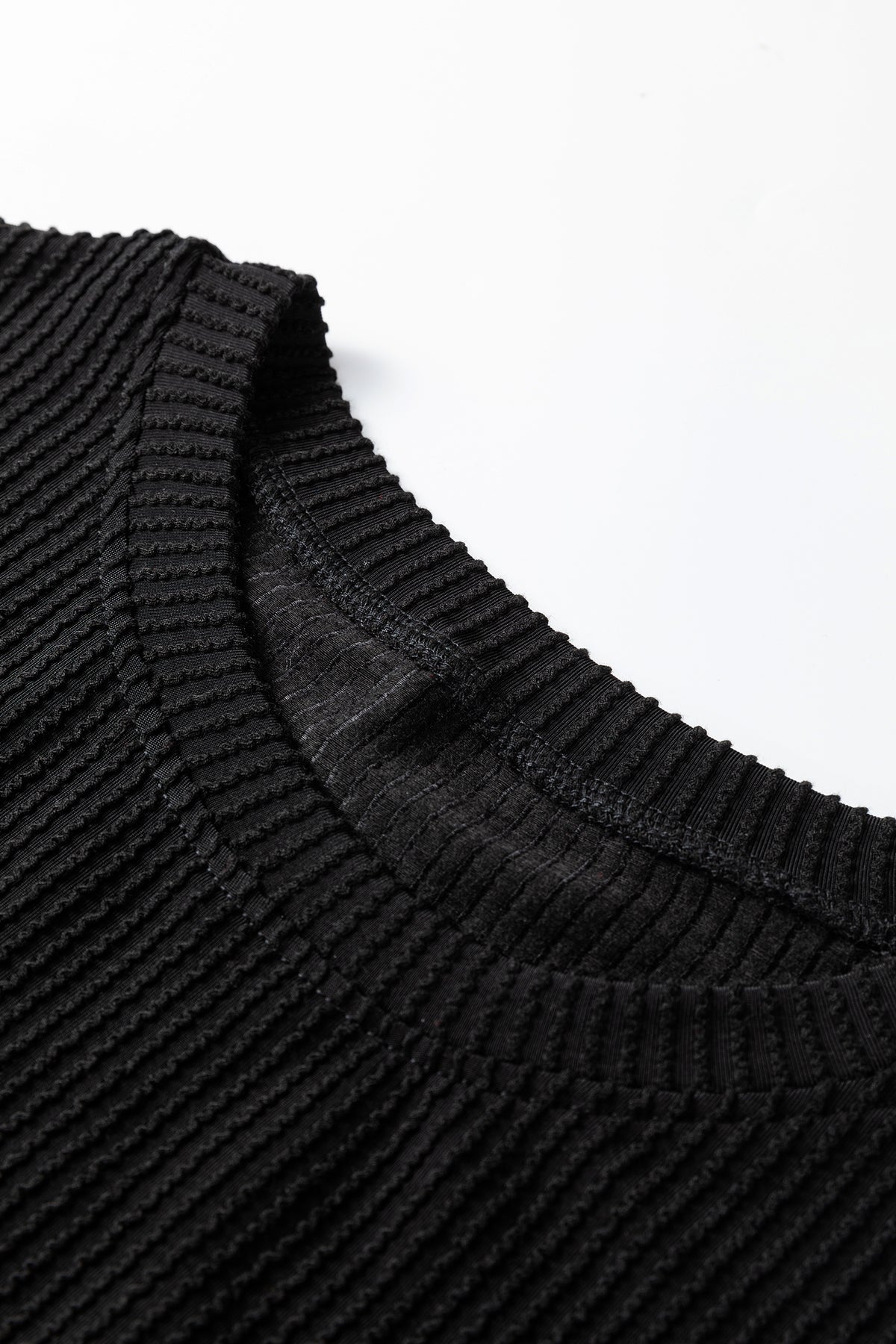 Black MERRY Corded Long Sleeve Top and Pockets Pants Set