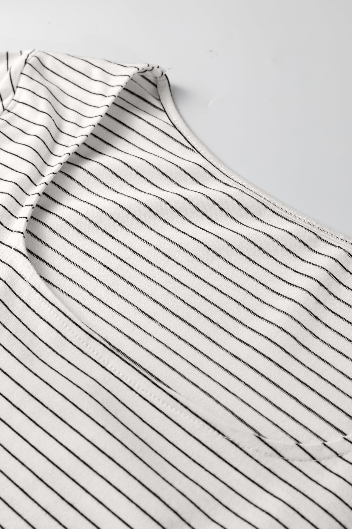 White Stripe Square Neck Long Sleeve Top